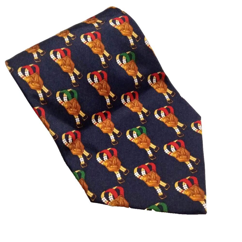 Giacomo De Senese Tie Necktie Mens Blue Duck Geometric 100% Silk Woven Italy 57"